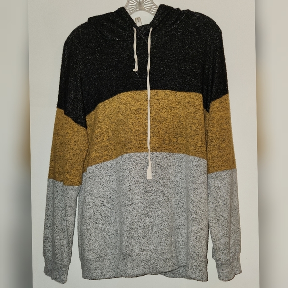 Grateful Hearts Tops - Multicolor striped hooded sweater